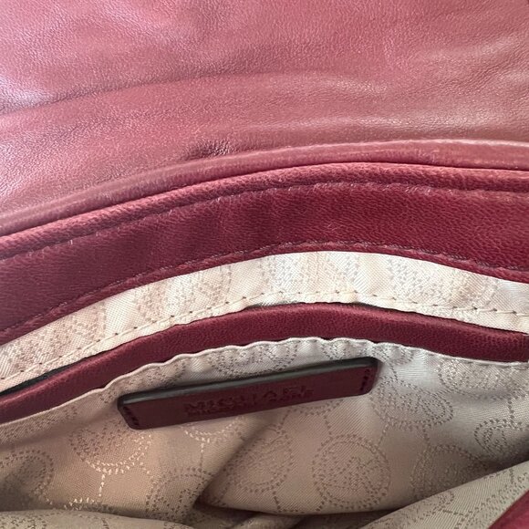 Michael Kors Fulton Quilted Cherry Red Leather Crossbody - Picture 6 of 13